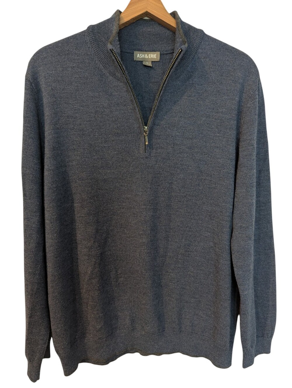 ASH & ERIE Men's Blue Half-Zip Sweater Large